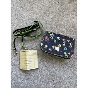 DOONEY & BOURKE PIXAR20 CROSSBODY BAG PURSE BELT BAG BLACK DISNEY AOP EUC